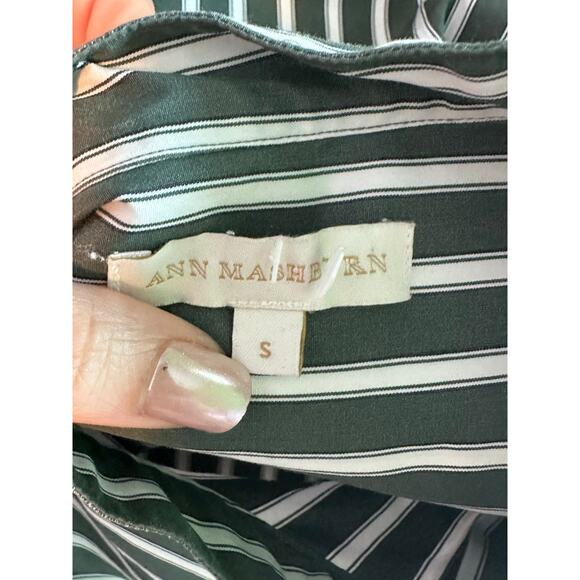 Ann Mashburn white gray stripes 3/4 sleeves tunic blouse size Small - Picture 3 of 15